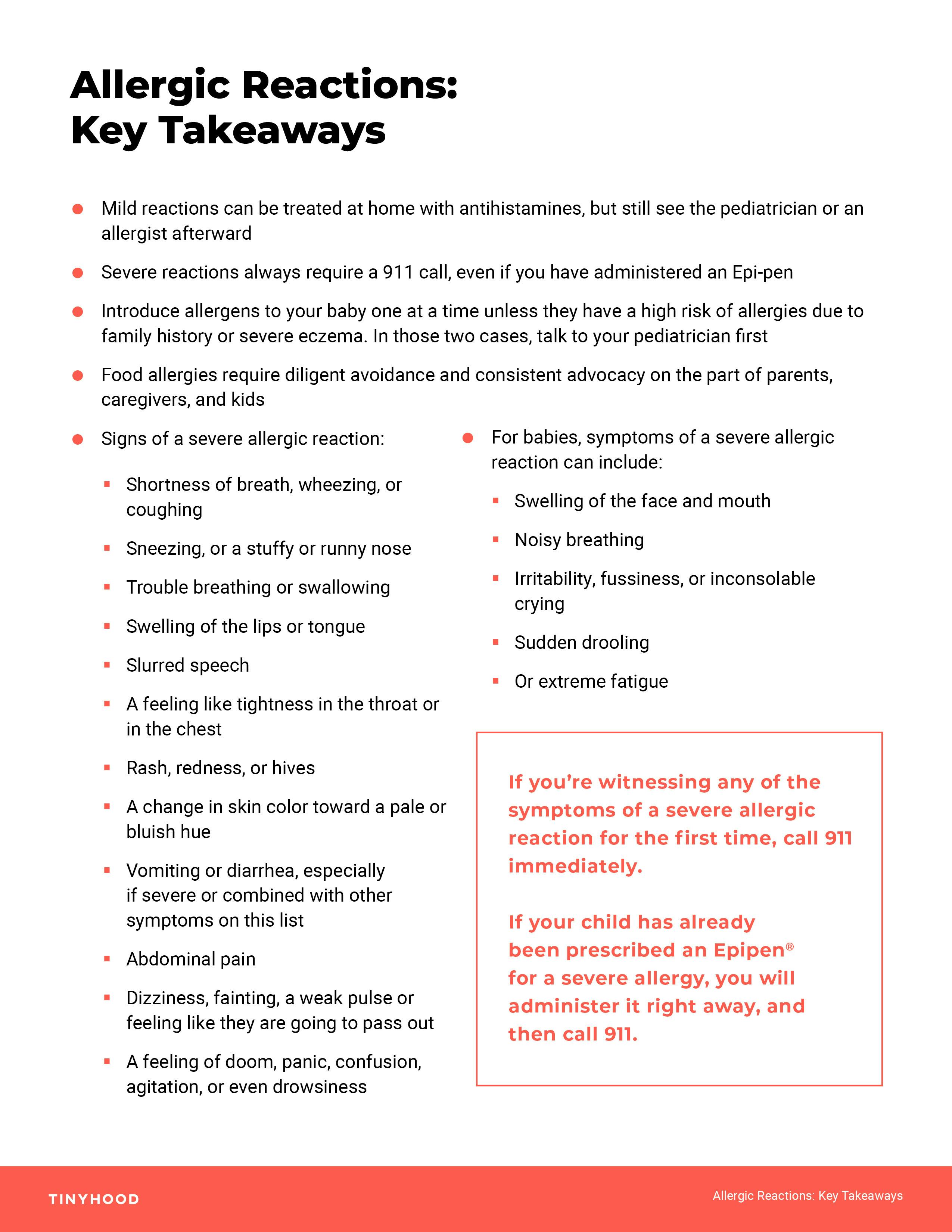 Preview image of Handout: Allergic Reactions - Key Takeaways