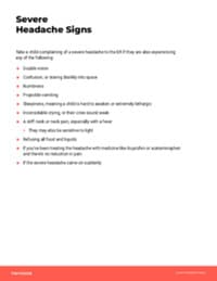 Preview image of Handout: Signs of a Severe Headache