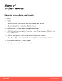 Preview image of Handout: Signs of a Broken Bone
