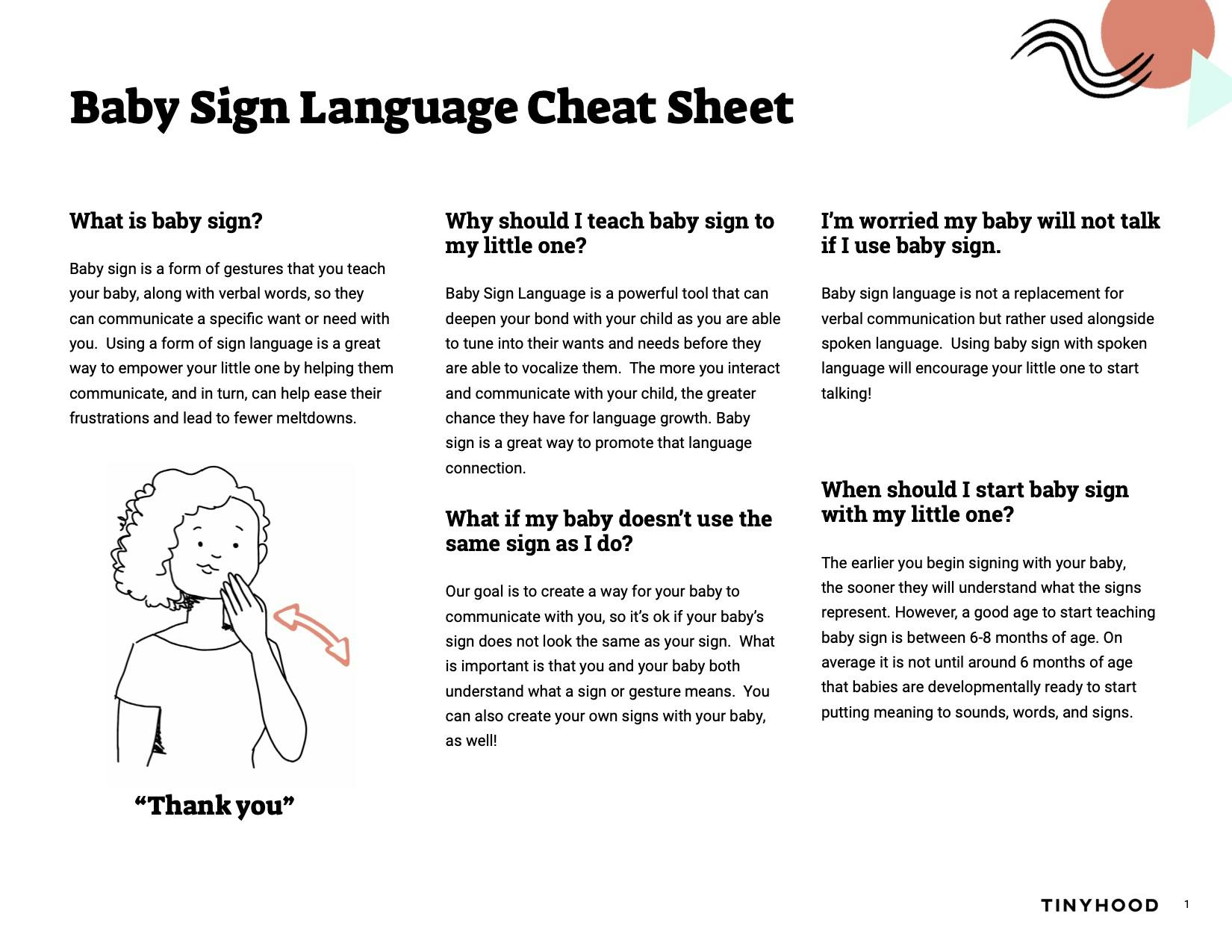 Preview image of Handout: Baby Sign Language Cheat Sheet