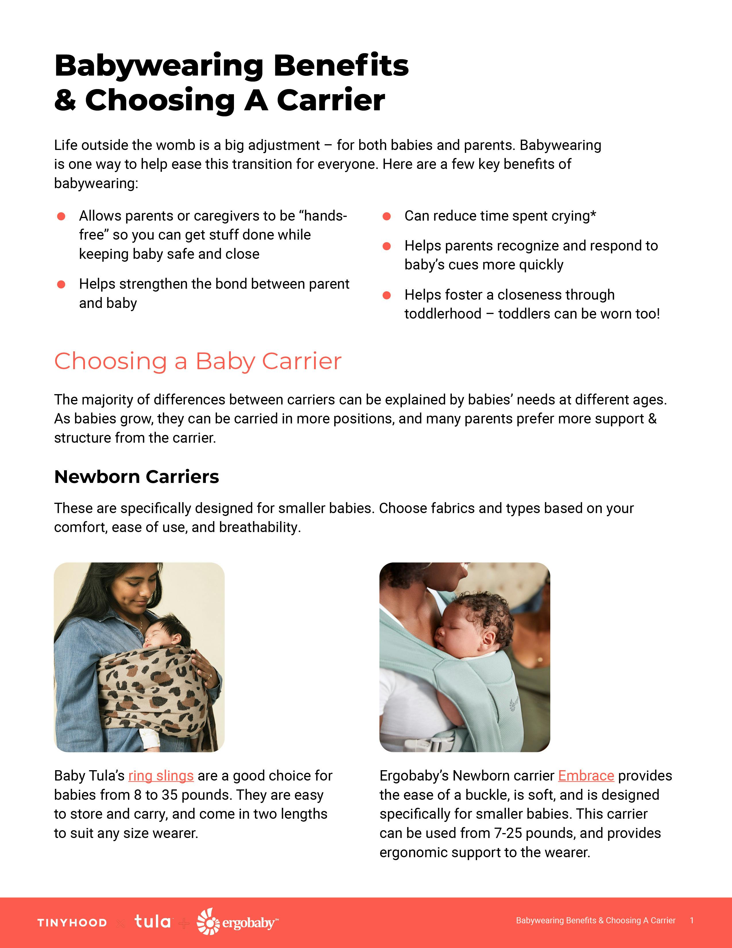 Preview image of Handout: Babywearing Benefits & Choosing a Carrier