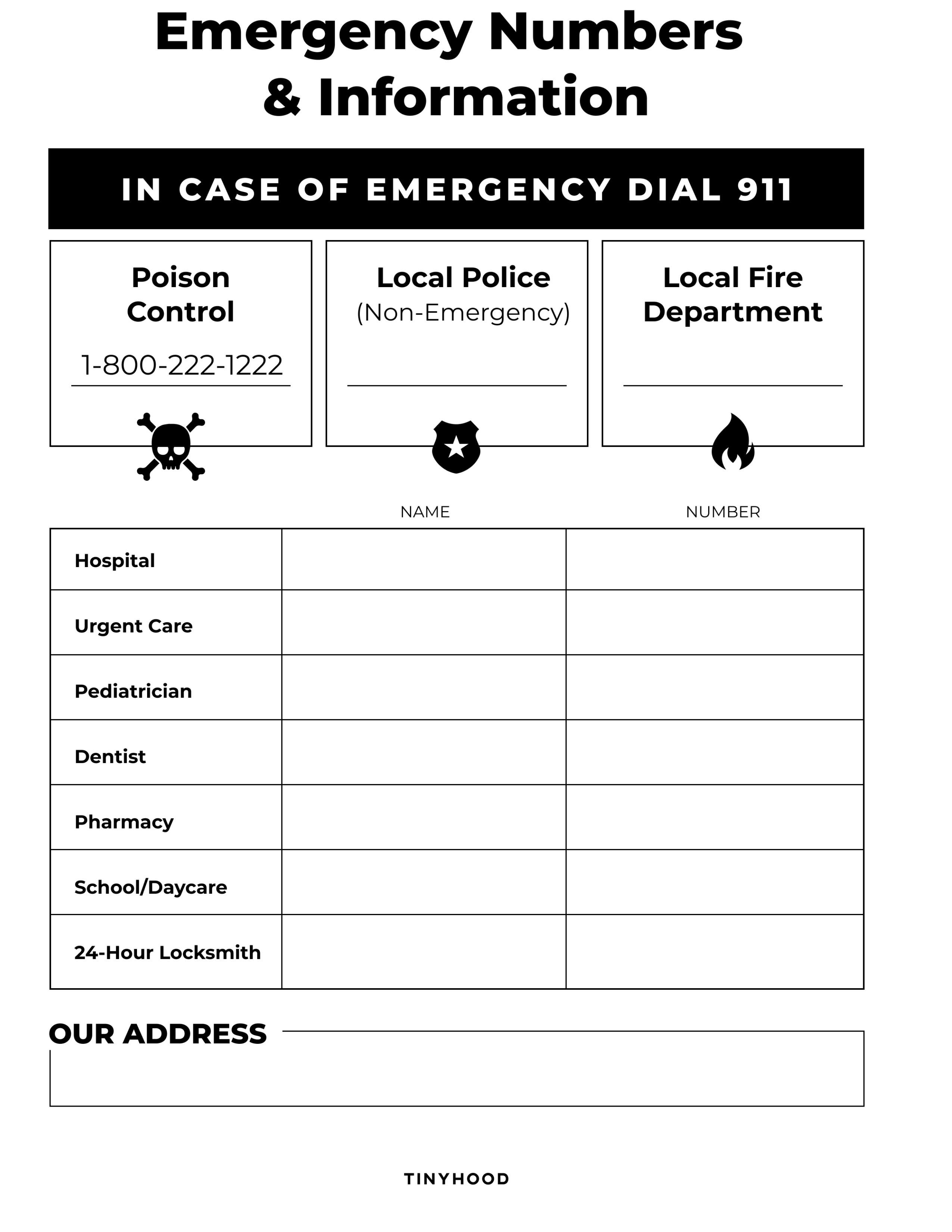 Preview image of Handout: Emergency Numbers Handout