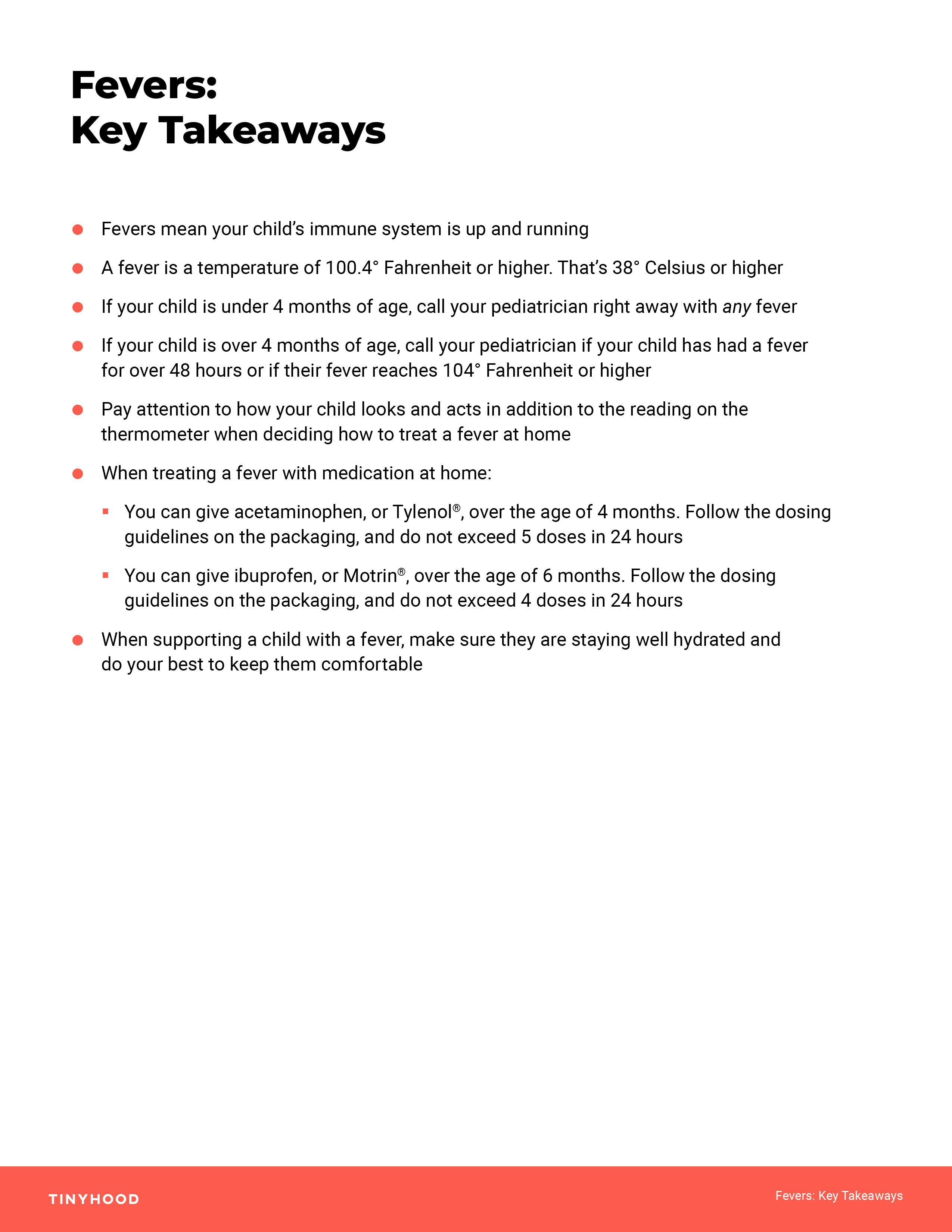 Preview image of Handout: Fevers Key Takeaways
