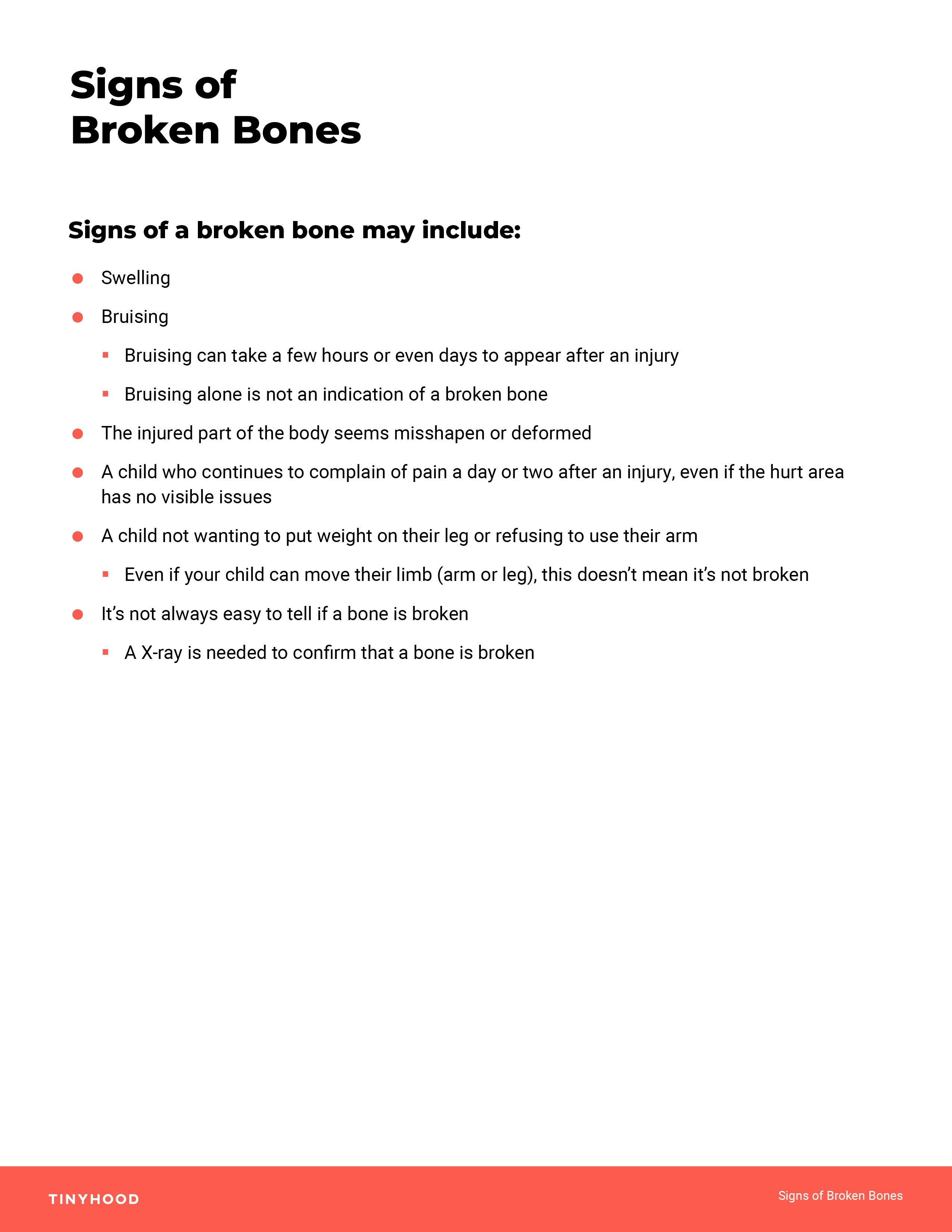 Preview image of Handout: Signs of a Broken Bone
