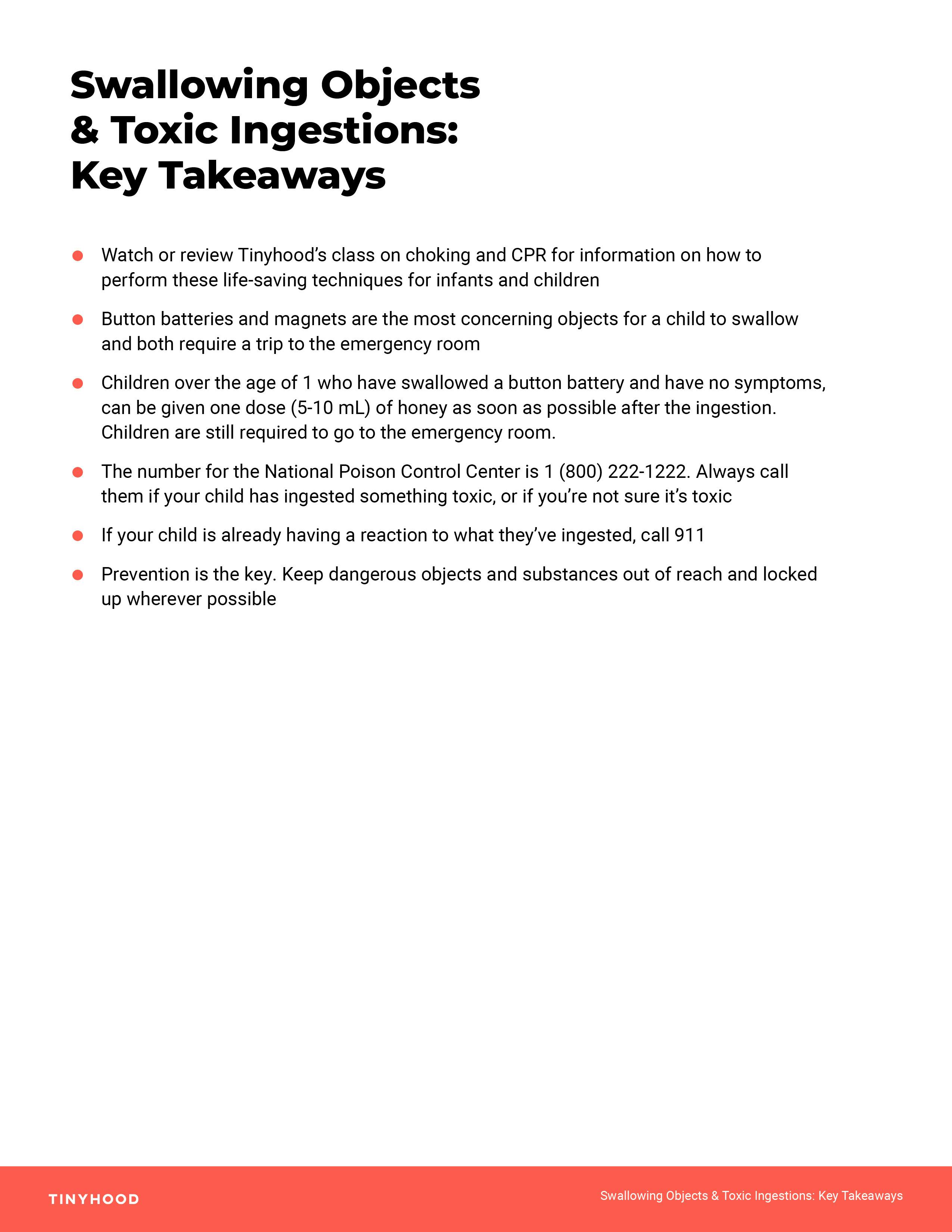 Preview image of Handout: Swallowing Objects & Toxic Ingestions Key Takeaways