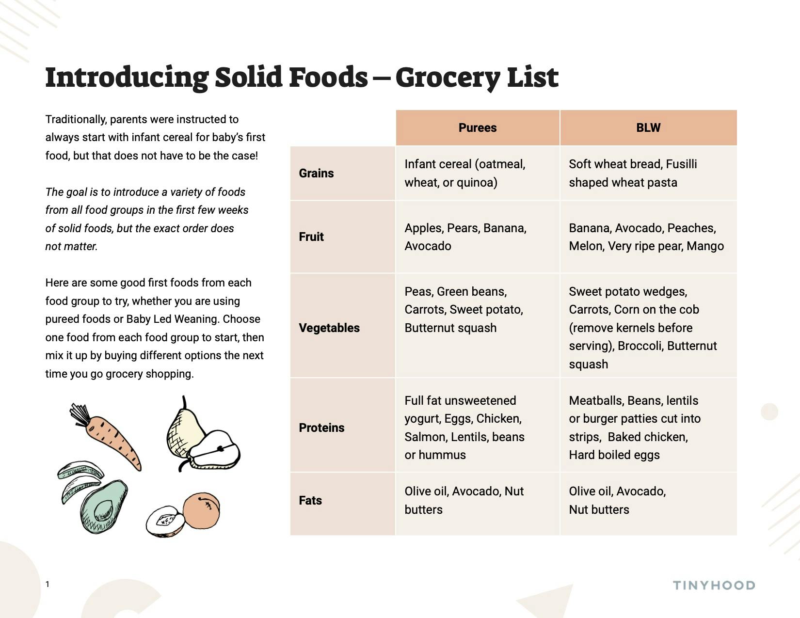 Preview image of Handout: Introducing Solids - Grocery List
