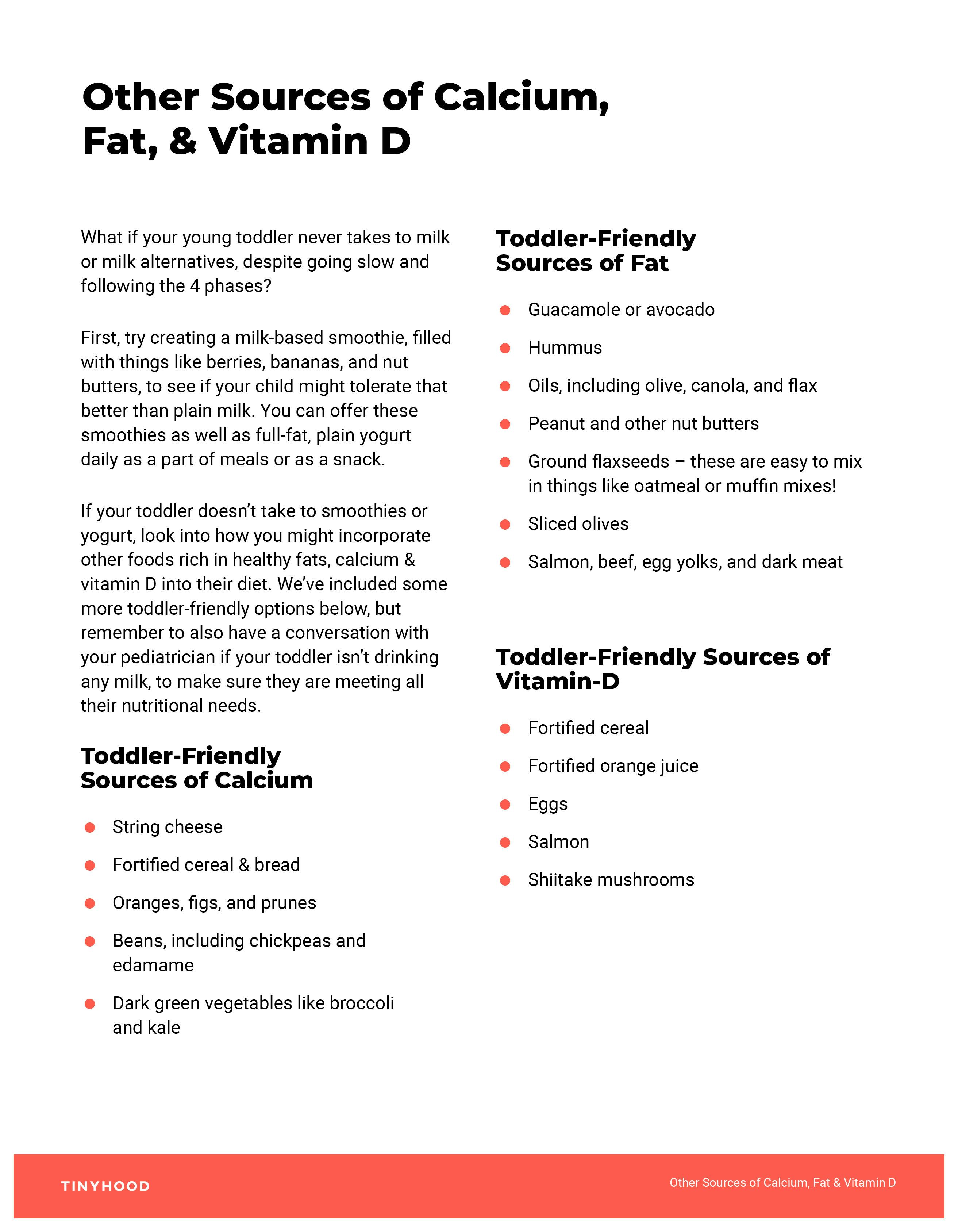 Preview image of Handout: Other Sources of Calcium, Fat & Vitamin D