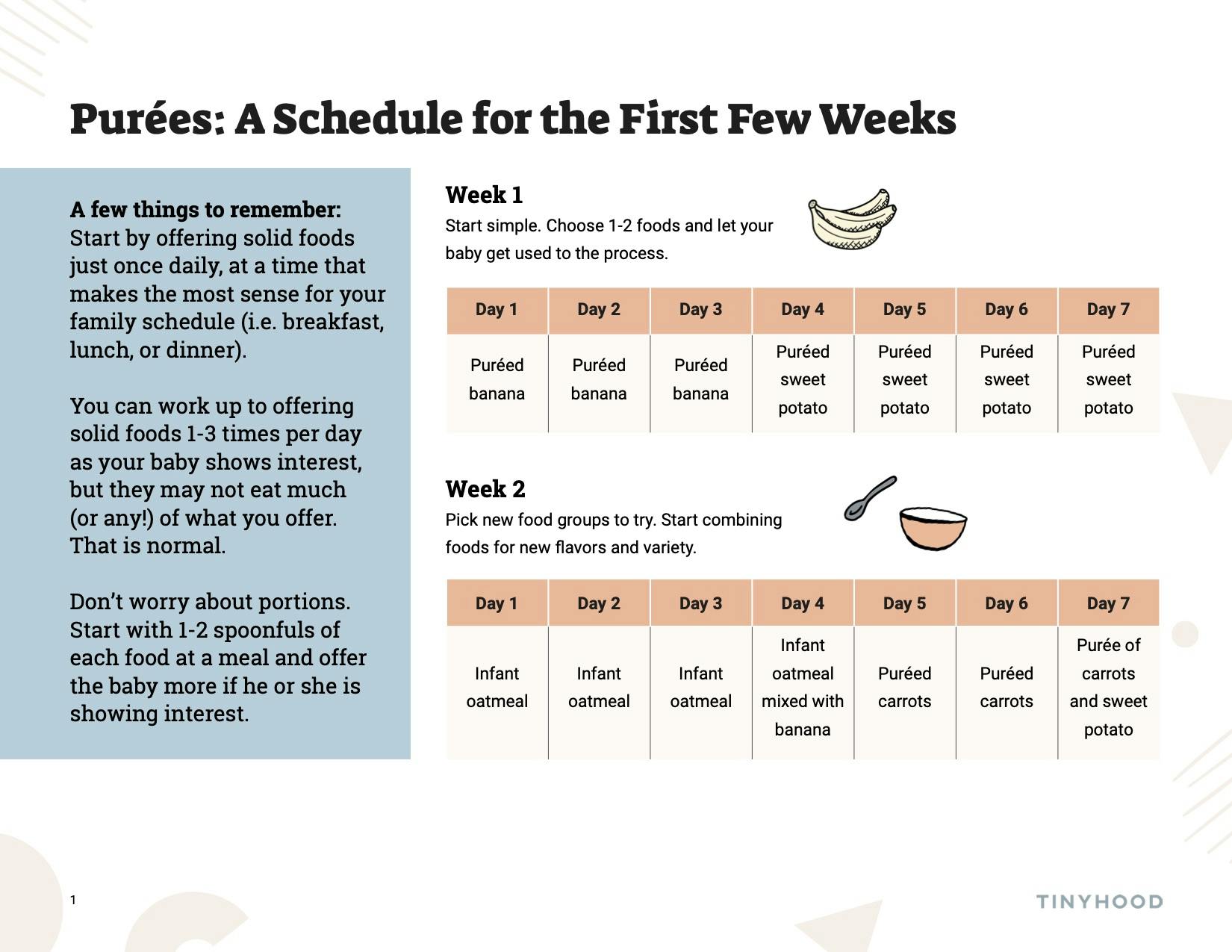 Preview image of Handout: Purees Schedule for the First Few Weeks