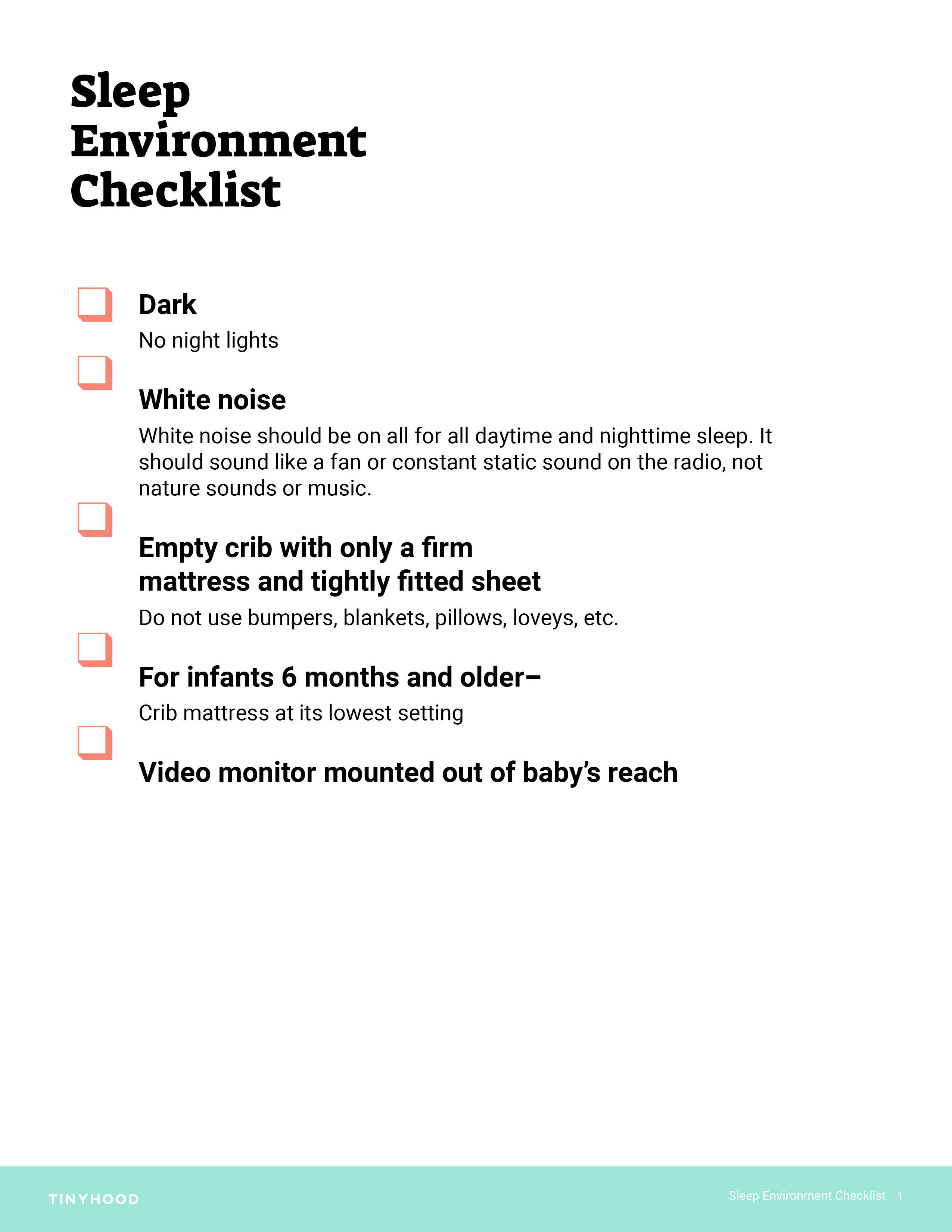 Preview image of Handout: Sleep Environment Checklist